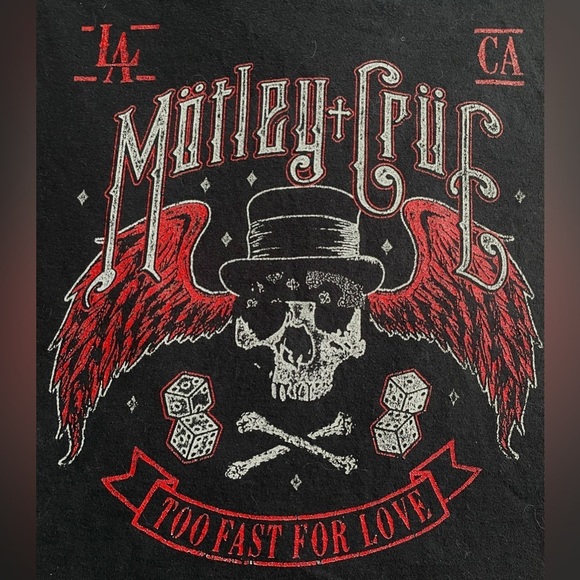 Vintage Altered Mötley Crüe ‘Too Fast For Love’ Graphic Band Tee in Black sz L - Picture 2 of 5